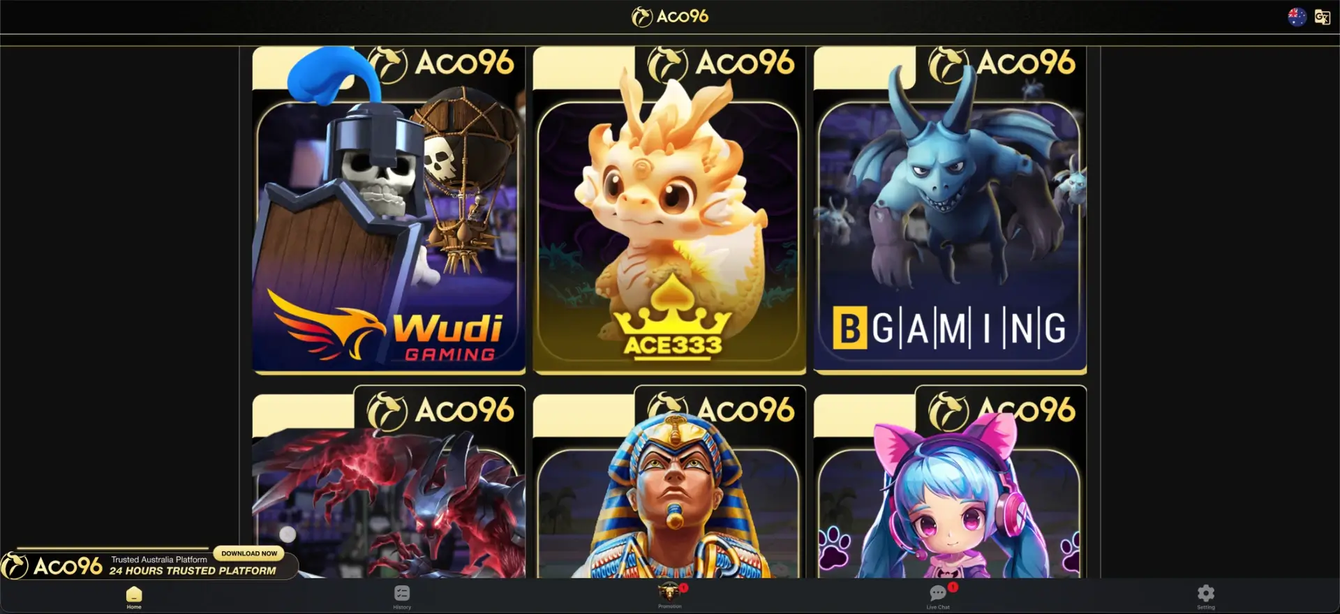 Pokies providers at Aco96 casino