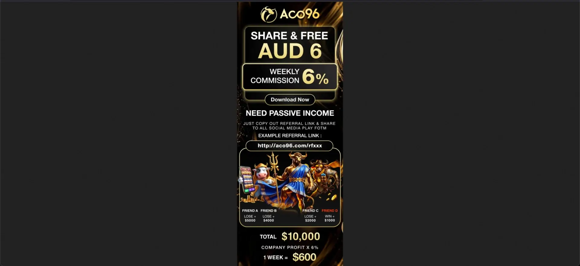 Aco96 referral and weekly commission programme